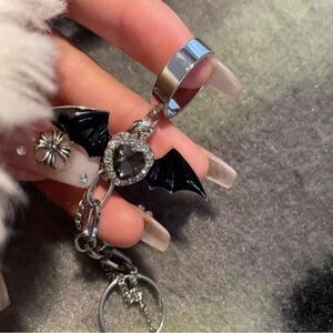 Black and Silver Bat Wing Charm Bracelet